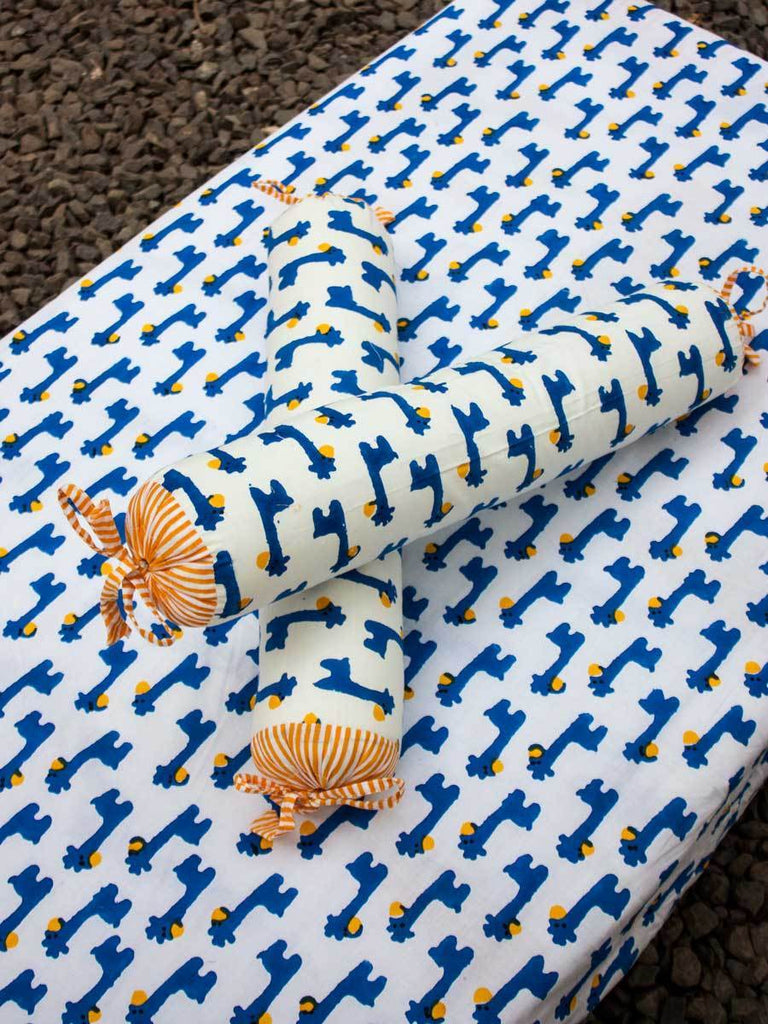 Blue Giraffe Organic Cotton Infant Bolster - Set of 2 Kids Fitted Sheet