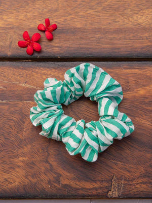 Turquoise Stripes Scrunchie - Pinklay